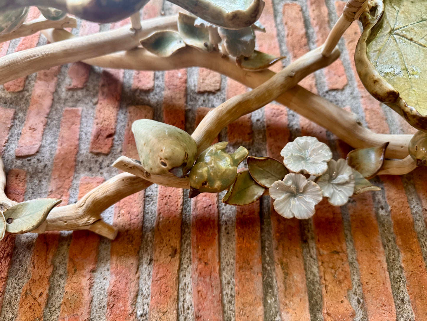 Leaf Plate with Birds and Flowers Tabletop
