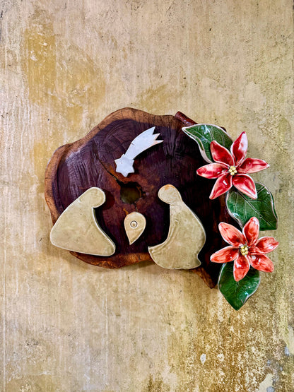 Nativity with Poinsettias Wall Hang