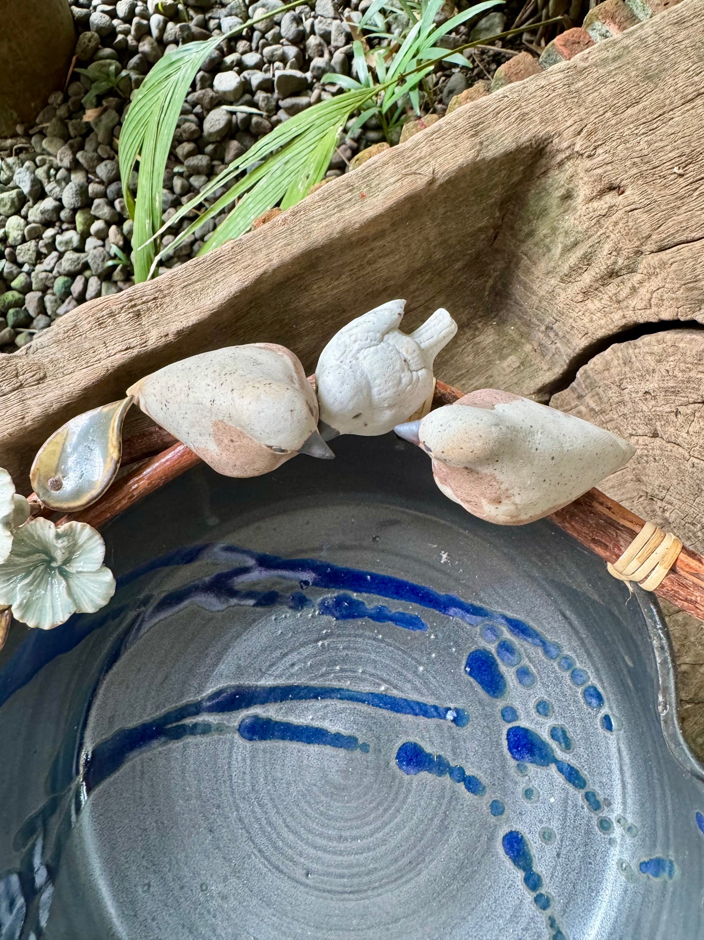 Bowl with Birds and Flowers on Roots