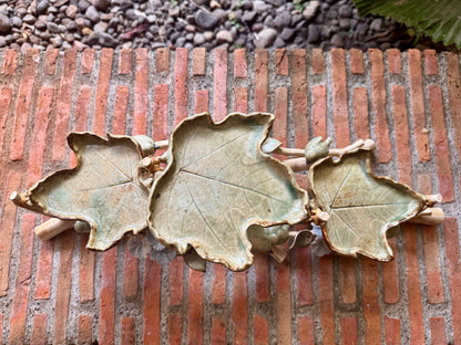 Leaf Plate with Birds and Flowers Tabletop