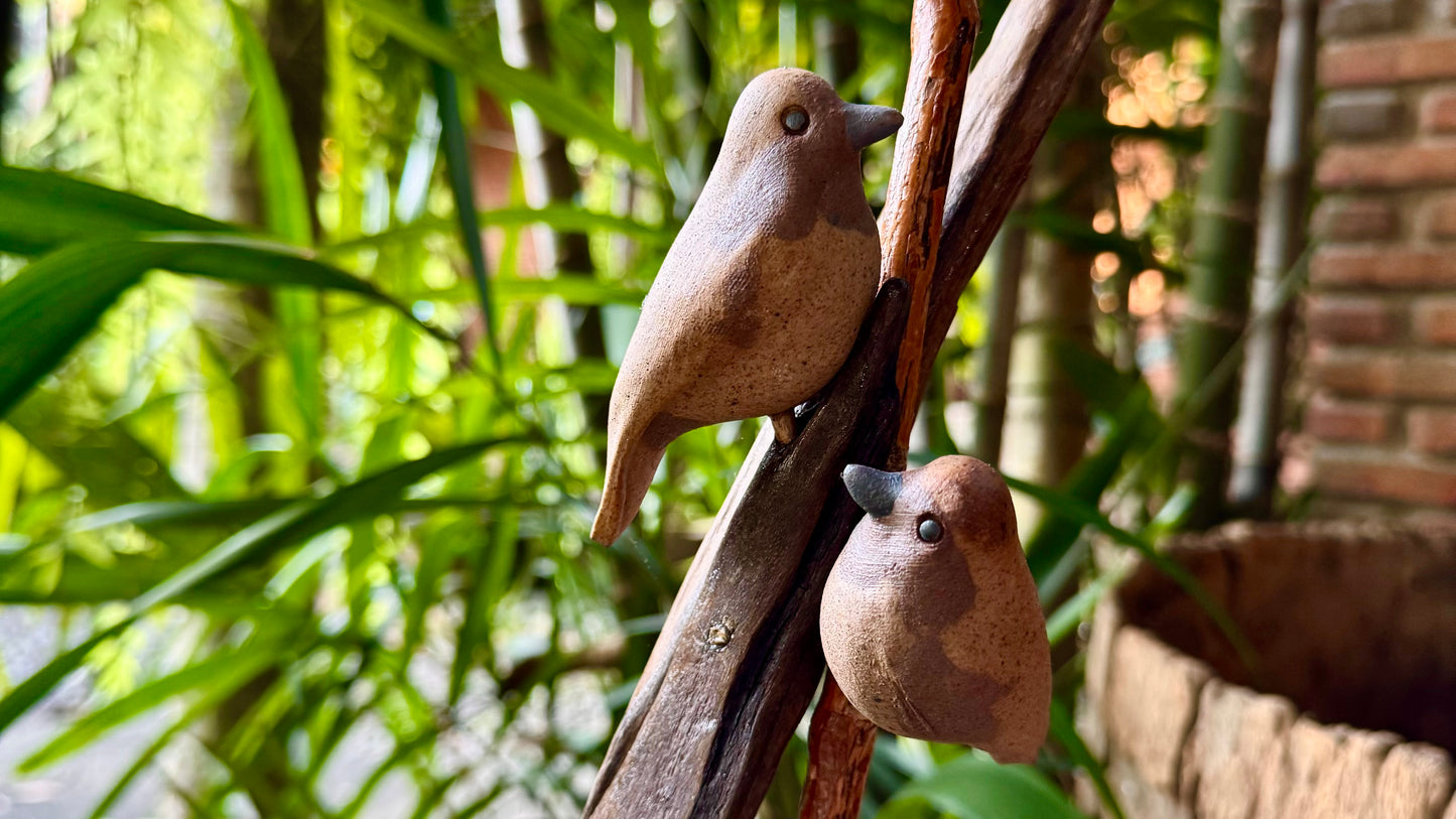 Birds on Vines and Driftwood Vase