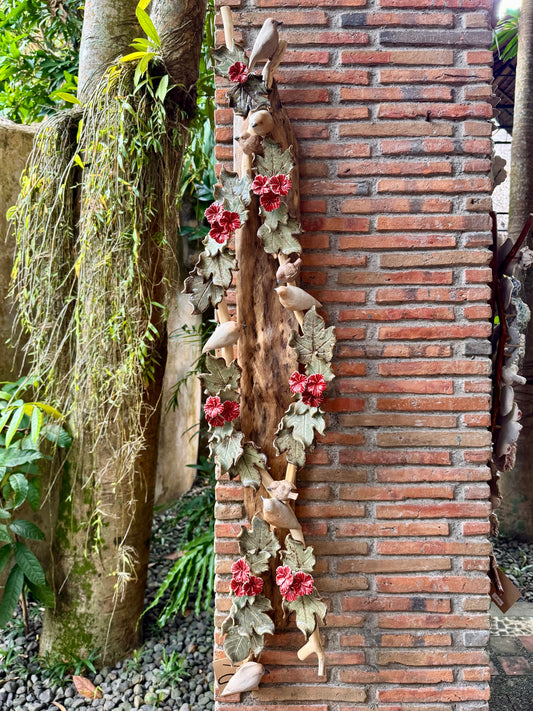 Gumamela with Birds Wall Hang