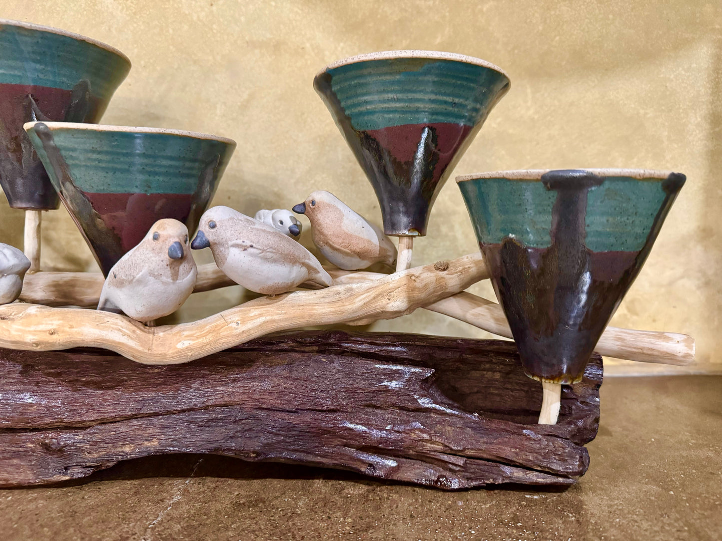 Funnel Vase with Birds Tabletop