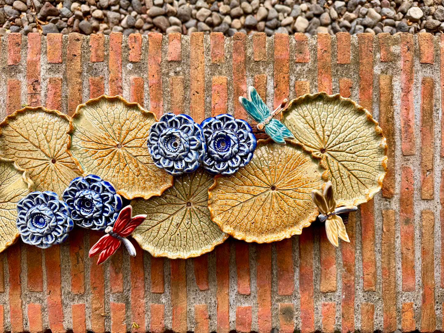 Lotus Pad with Flowers& Dragonflies Tabletop