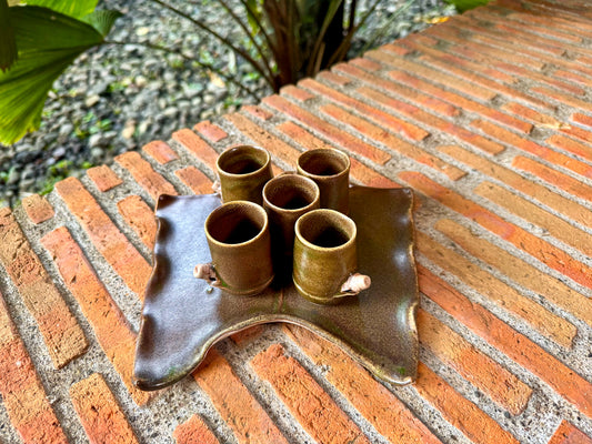 Brown Bamboo Teacups