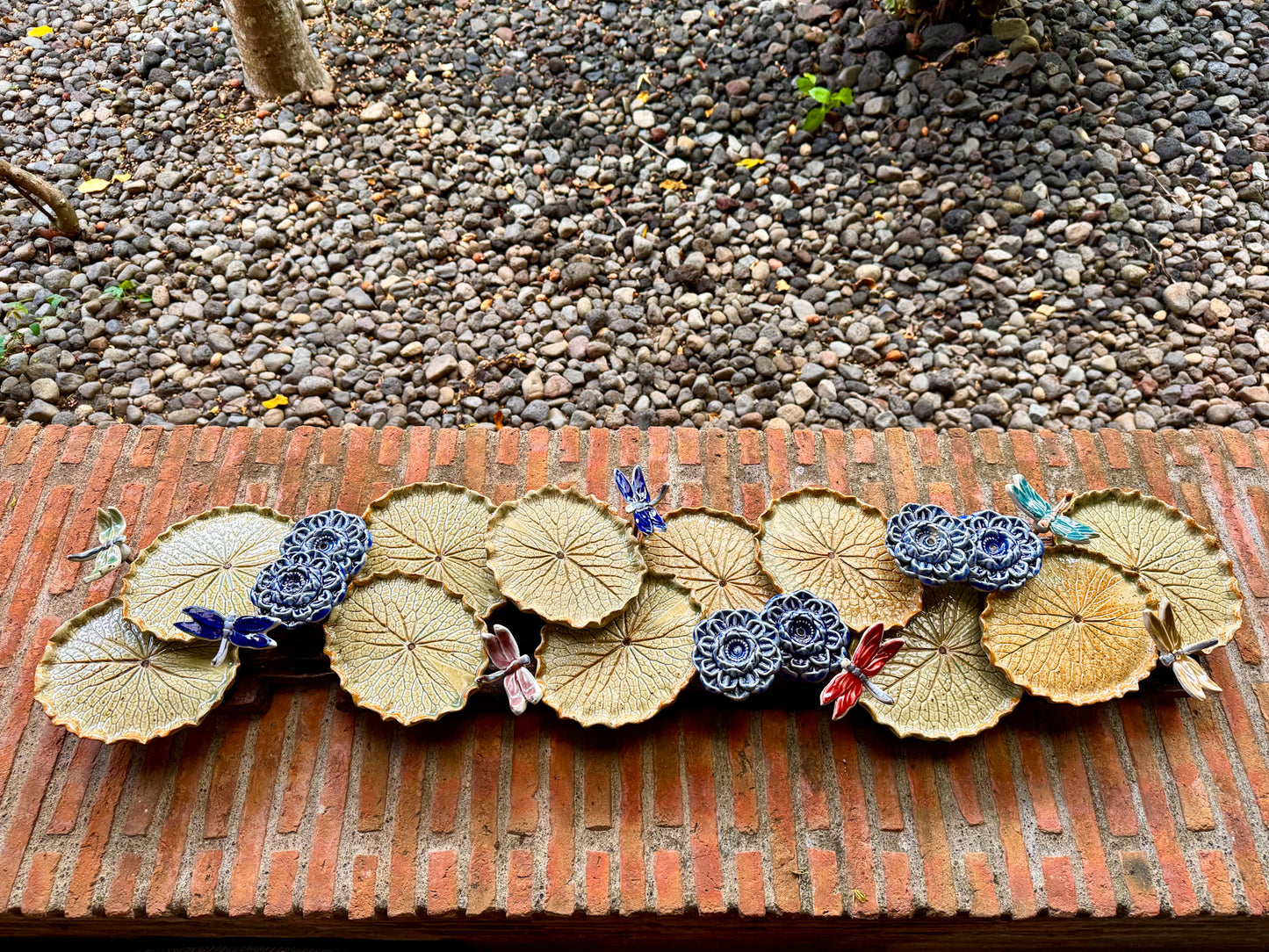 Lotus Pad with Flowers& Dragonflies Tabletop