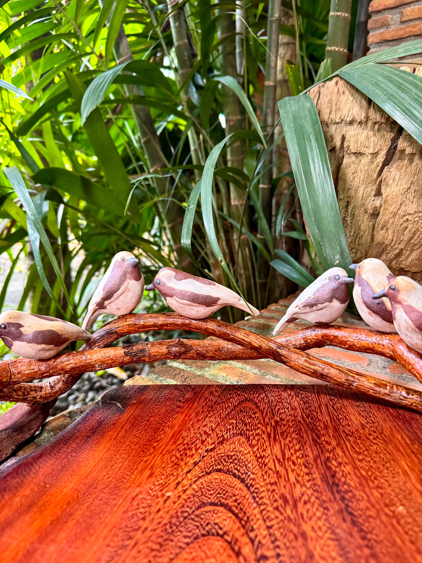 Teakwood Charcuterie with Birds on Vines