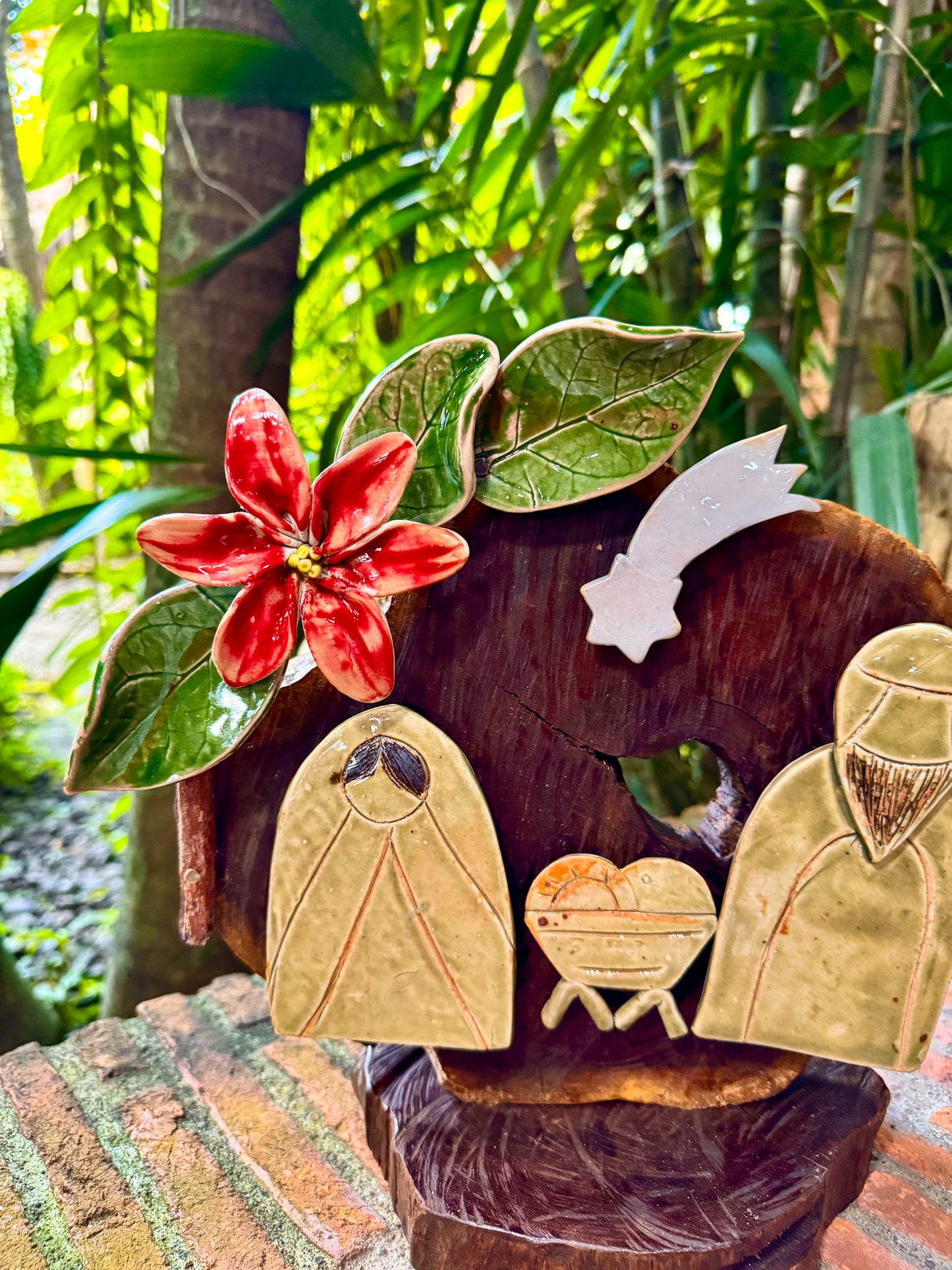 Nativity with Poinsettias Tabletop