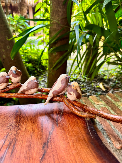 Teakwood Charcuterie with Birds on Vines