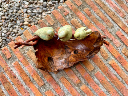 Birds on Teakwood Bowl Tabletop