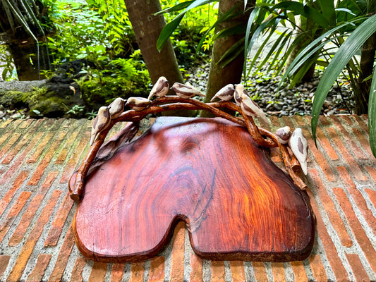 Teakwood Charcuterie with Birds on Vines