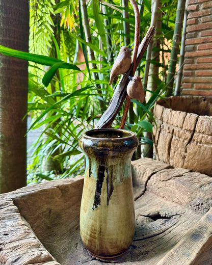 Birds on Vines and Driftwood Vase