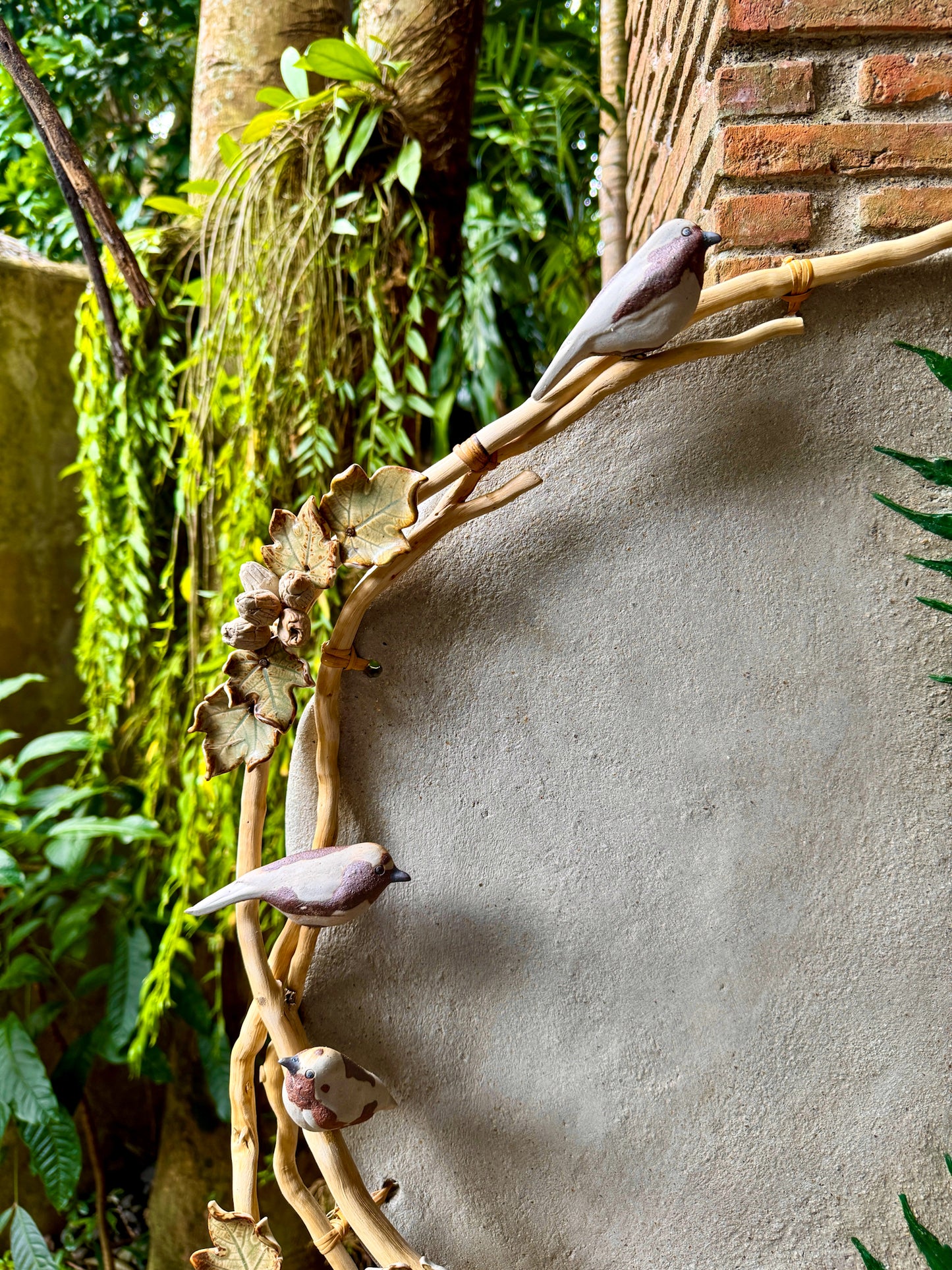 Fossilized Fern Wall Hang with Birds
