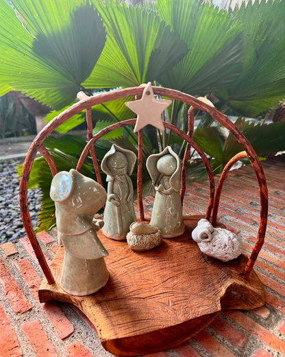 Nativity Tabletop (Mary, Jesus, Joseph, Angel, & 1 Sheep)