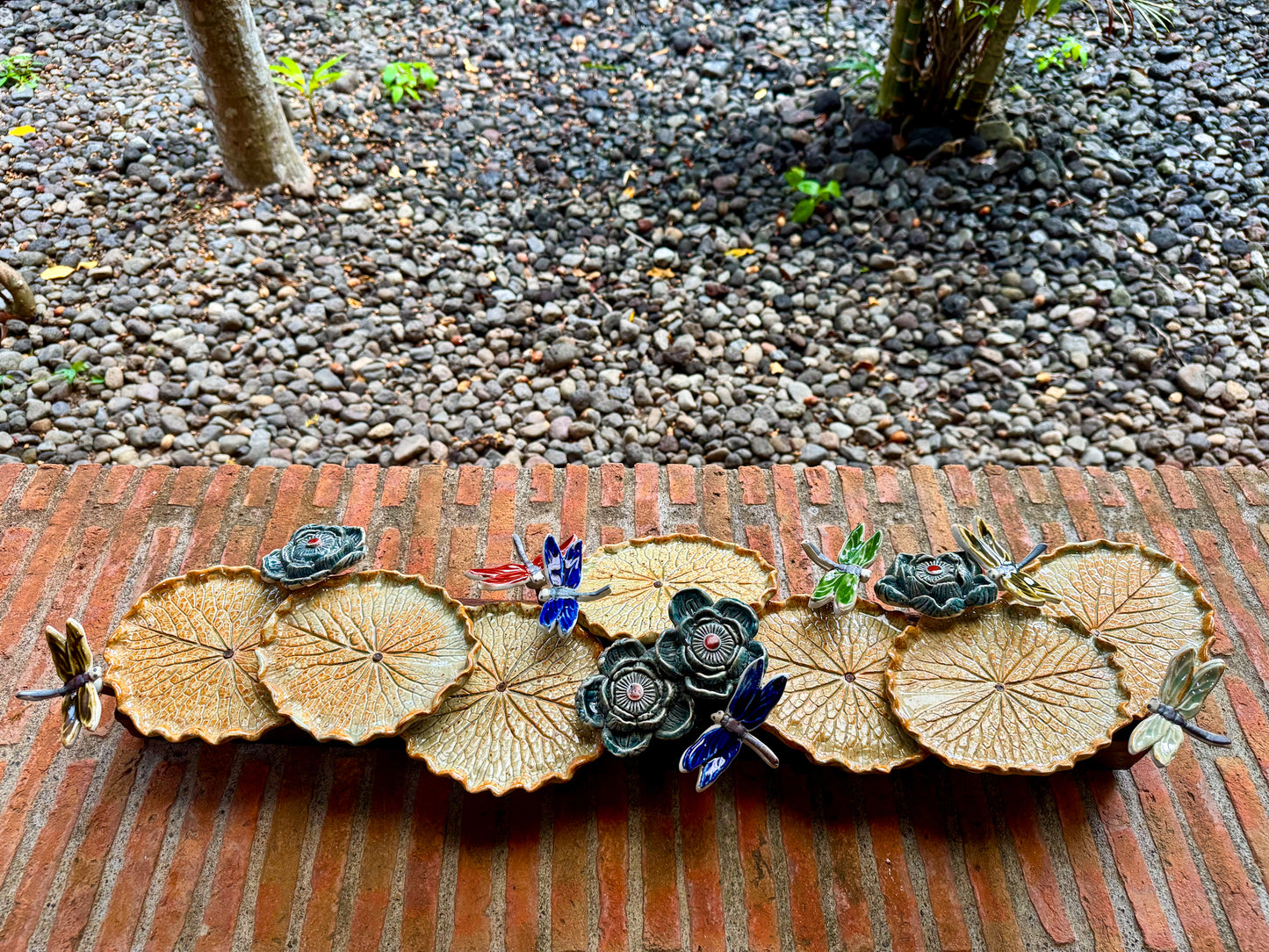Lotus Pad with Flowers& Dragonflies Tabletop