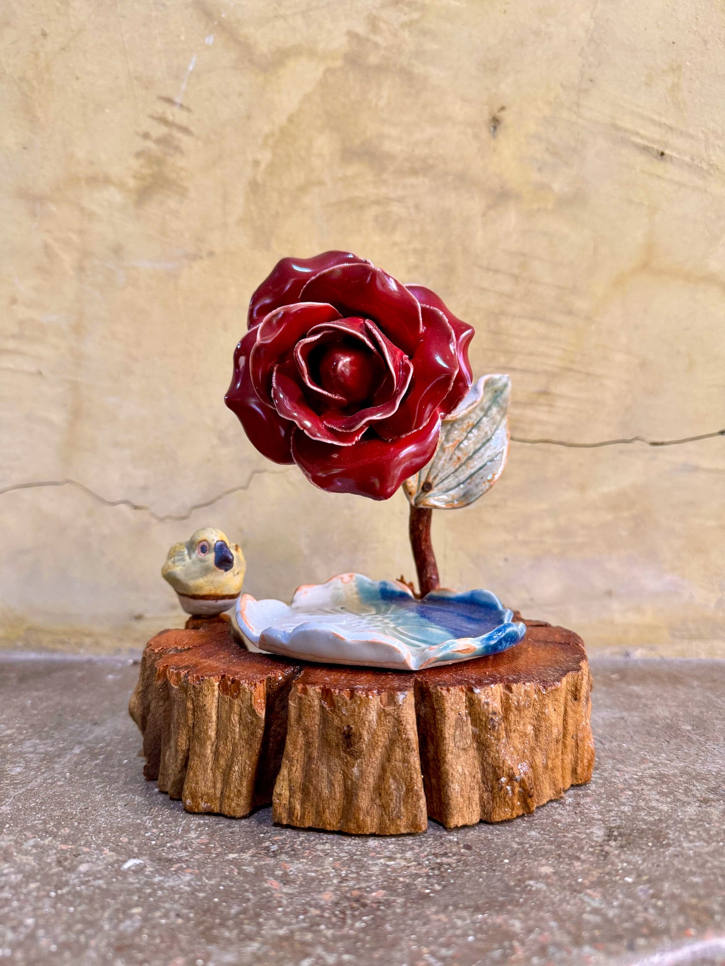 Rose & Bird w/ Coaster Tabletop