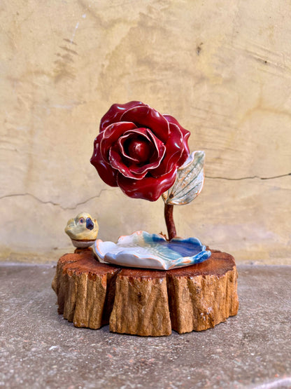 Rose & Bird w/ Coaster Tabletop