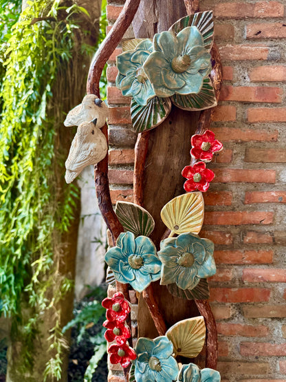Flowers with Birds Wall Hang