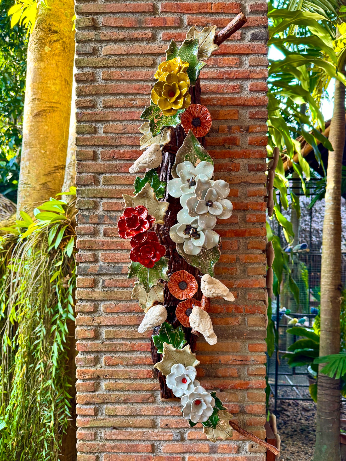 Flower with Birds Wall Hang