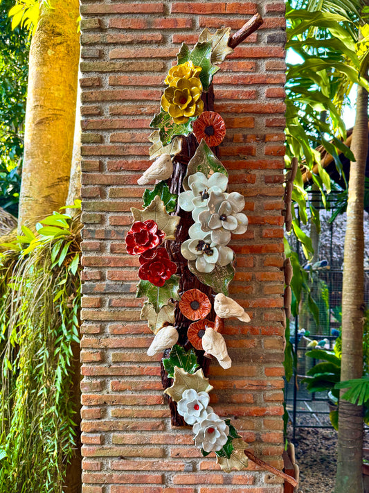 Flower with Birds Wall Hang