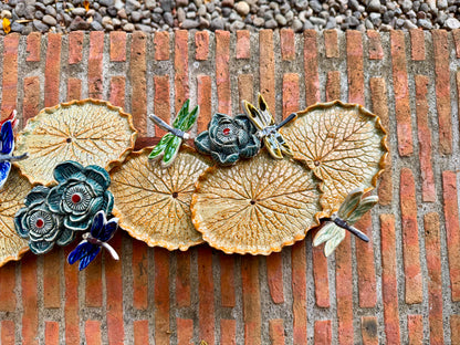 Lotus Pad with Flowers& Dragonflies Tabletop