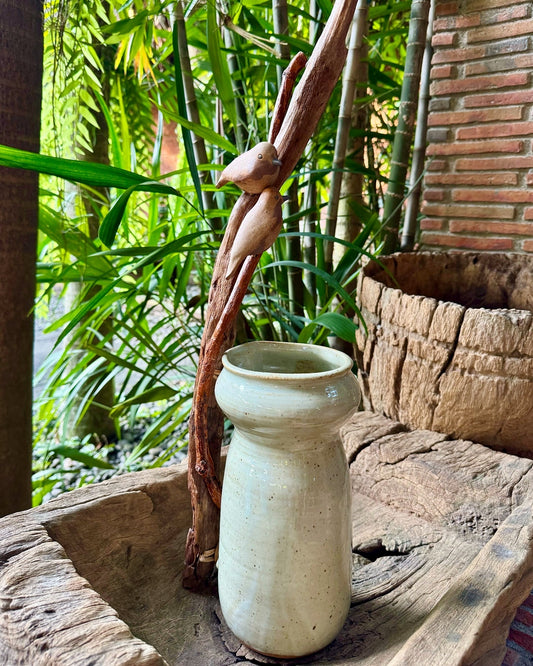 Birds on Vines and Driftwood Vase