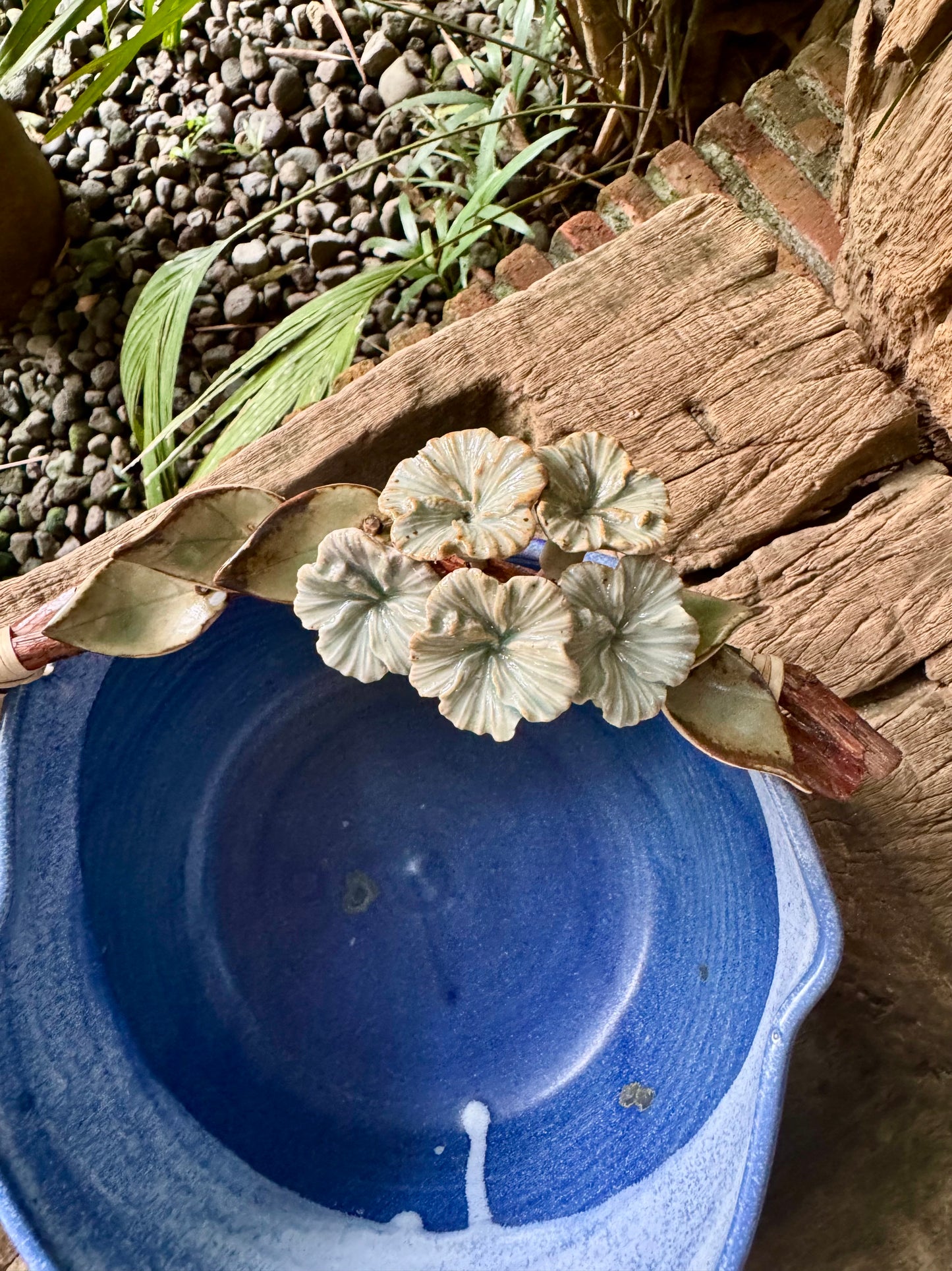 White Gumamela on Vines Bowl (Large)