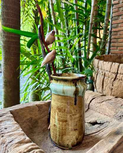 Birds on Vines and Driftwood Vase