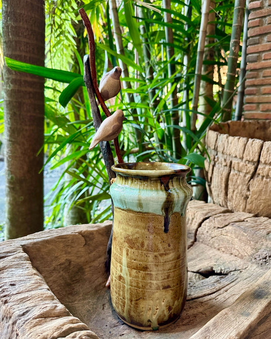 Birds on Vines and Driftwood Vase