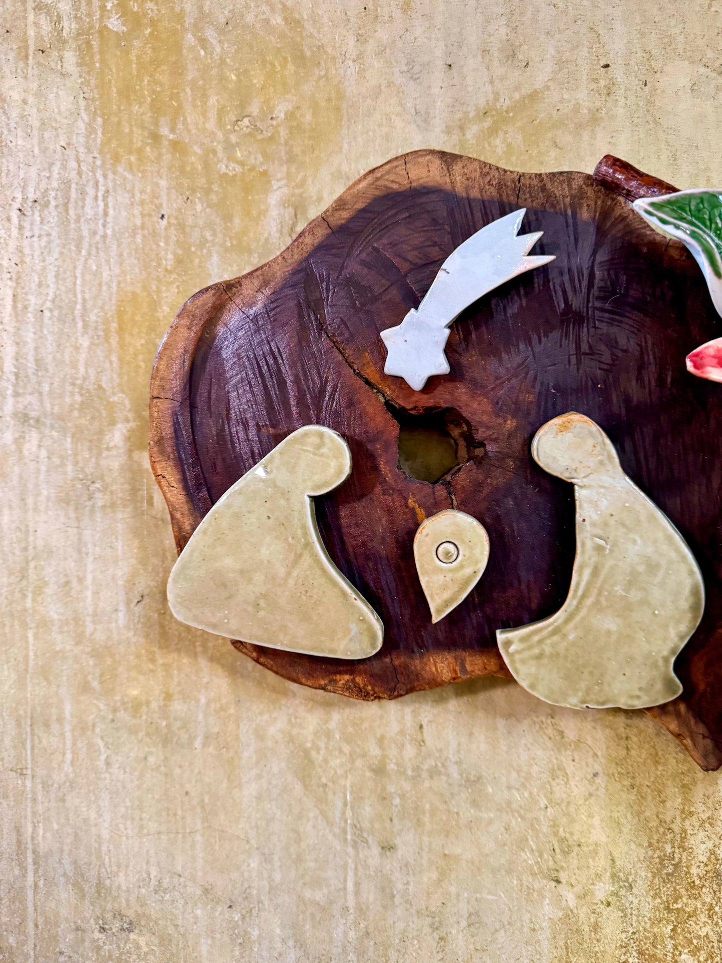 Nativity with Poinsettias Wall Hang