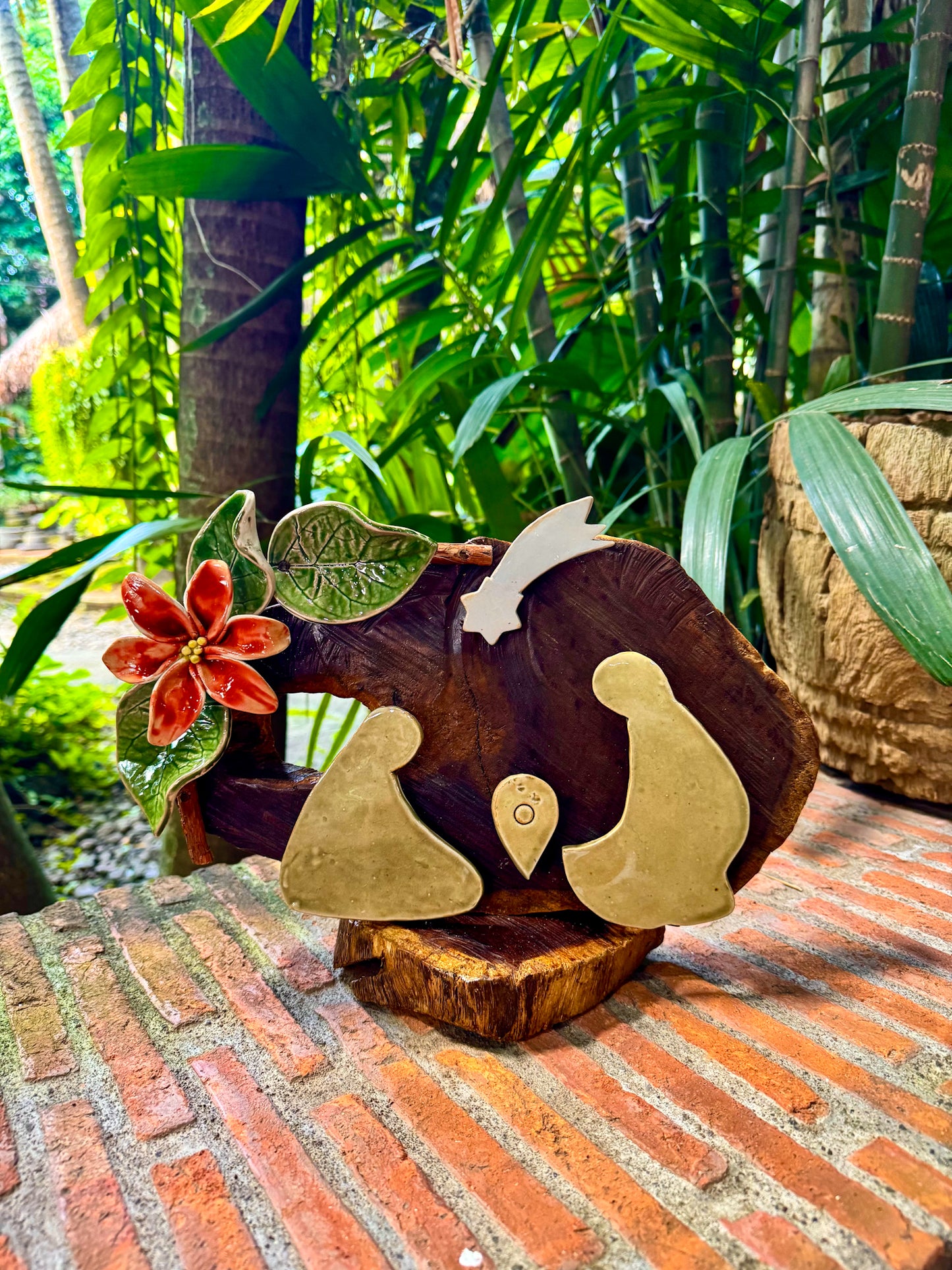 Nativity with Poinsettias Tabletop