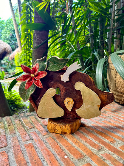 Nativity with Poinsettias Tabletop