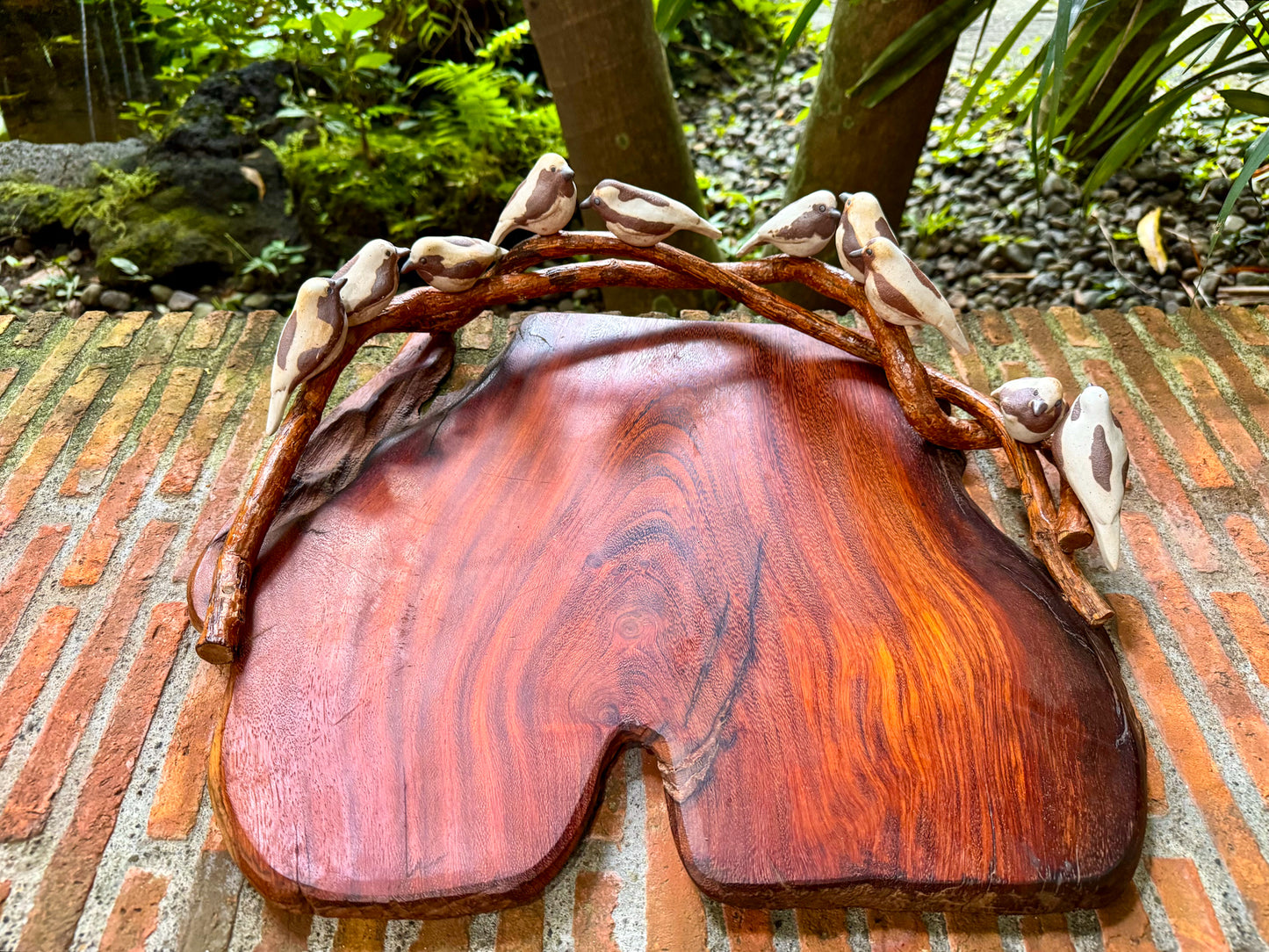 Teakwood Charcuterie with Birds on Vines