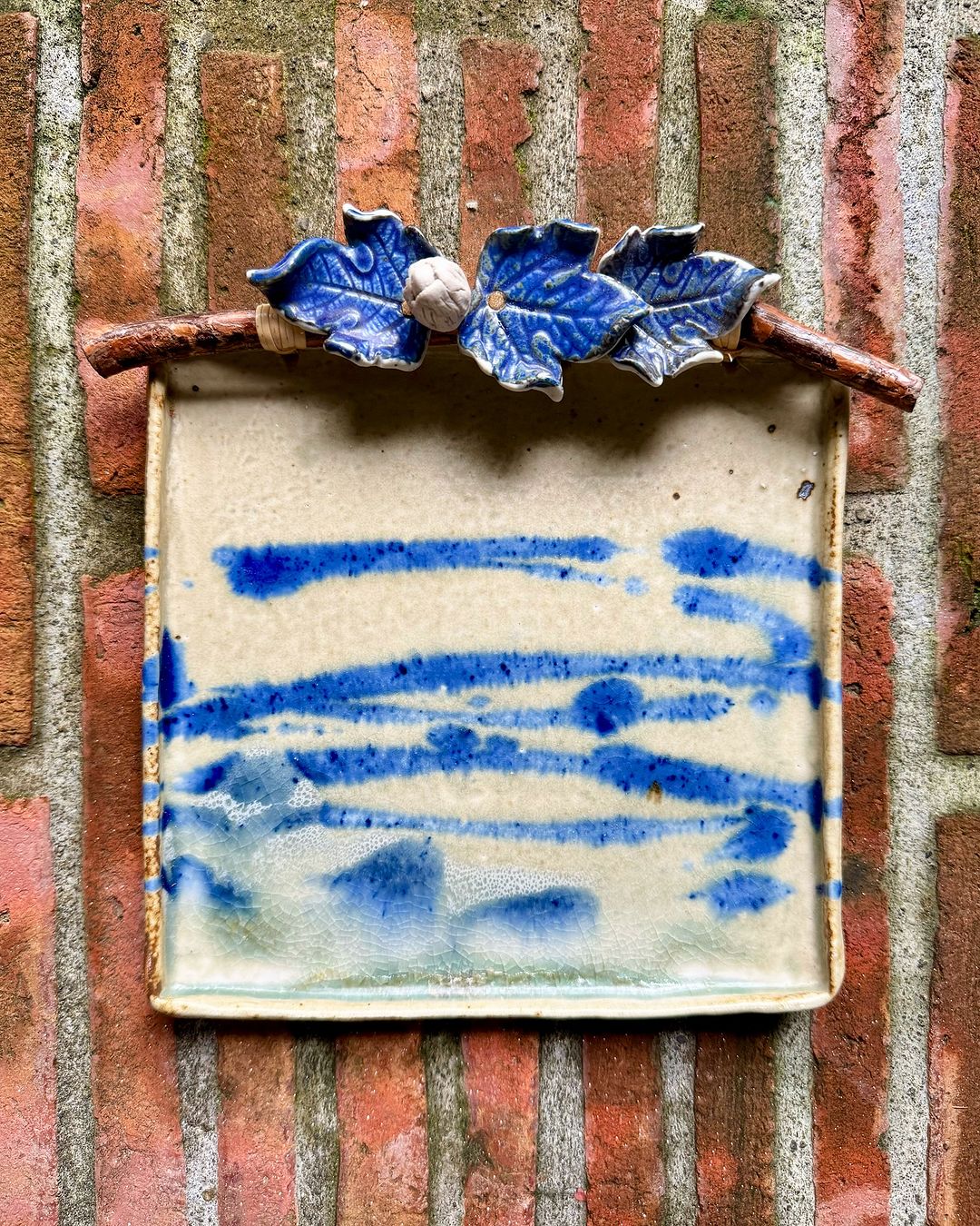 Square Plate with Flower & Leaves