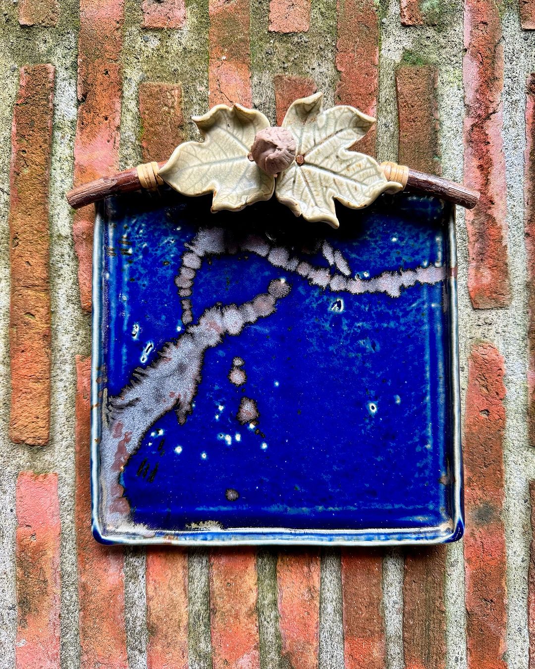 Square Plate with Flower & Leaves