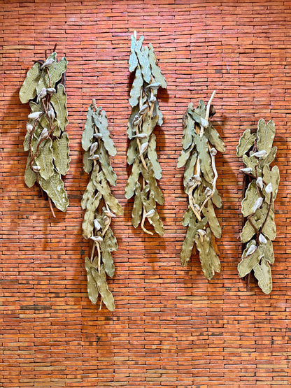 Birds and Philodendron Leaves Wall Hang