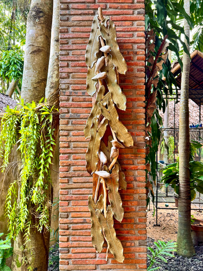 Birds and Philodendron Leaves Wall Hang