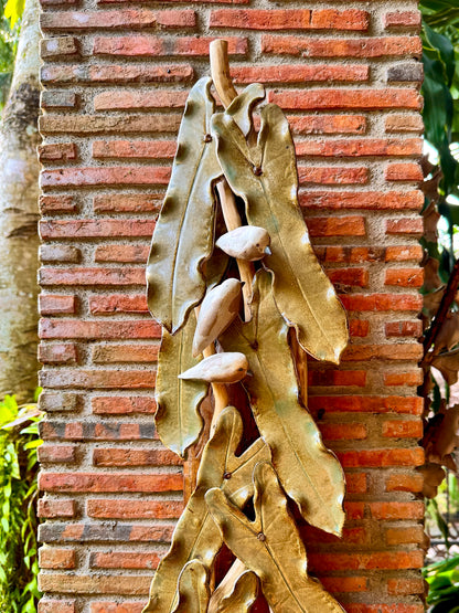 Birds and Philodendron Leaves Wall Hang