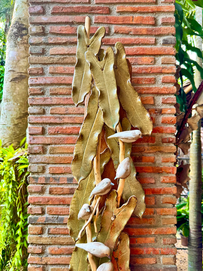 Birds and Philodendron Leaves Wall Hang