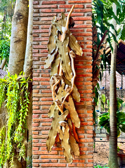 Birds and Philodendron Leaves Wall Hang