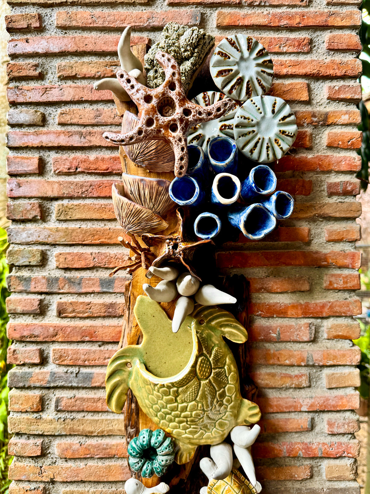 Coral and Pocket Turtle Wall Hang