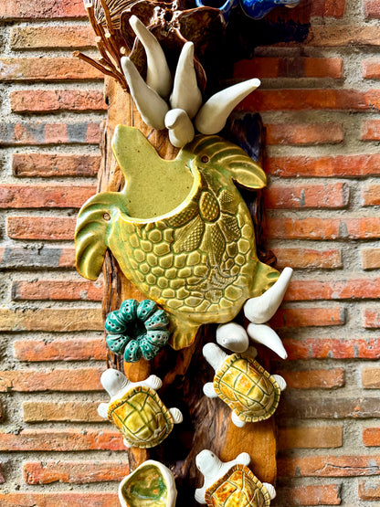 Coral and Pocket Turtle Wall Hang