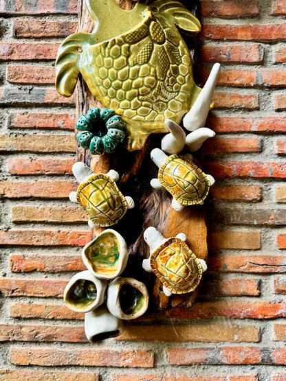 Coral and Pocket Turtle Wall Hang
