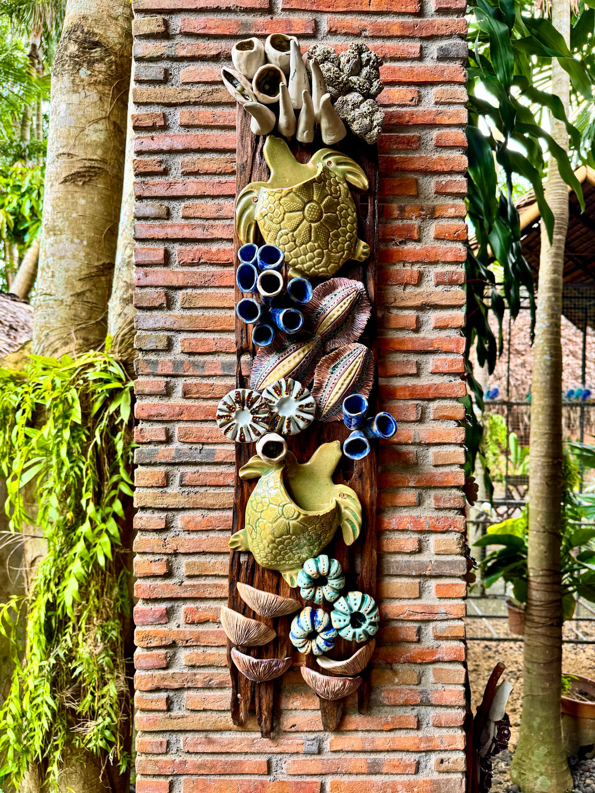 Coral and Pocket Turtle Wall Hang