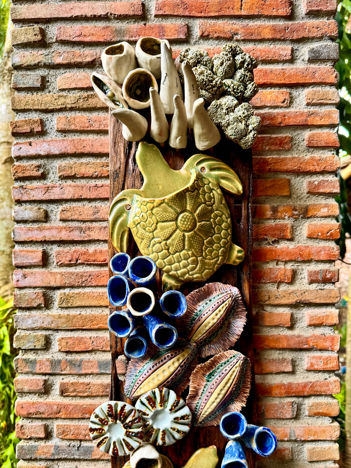 Coral and Pocket Turtle Wall Hang