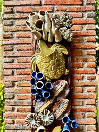 Coral and Pocket Turtle Wall Hang