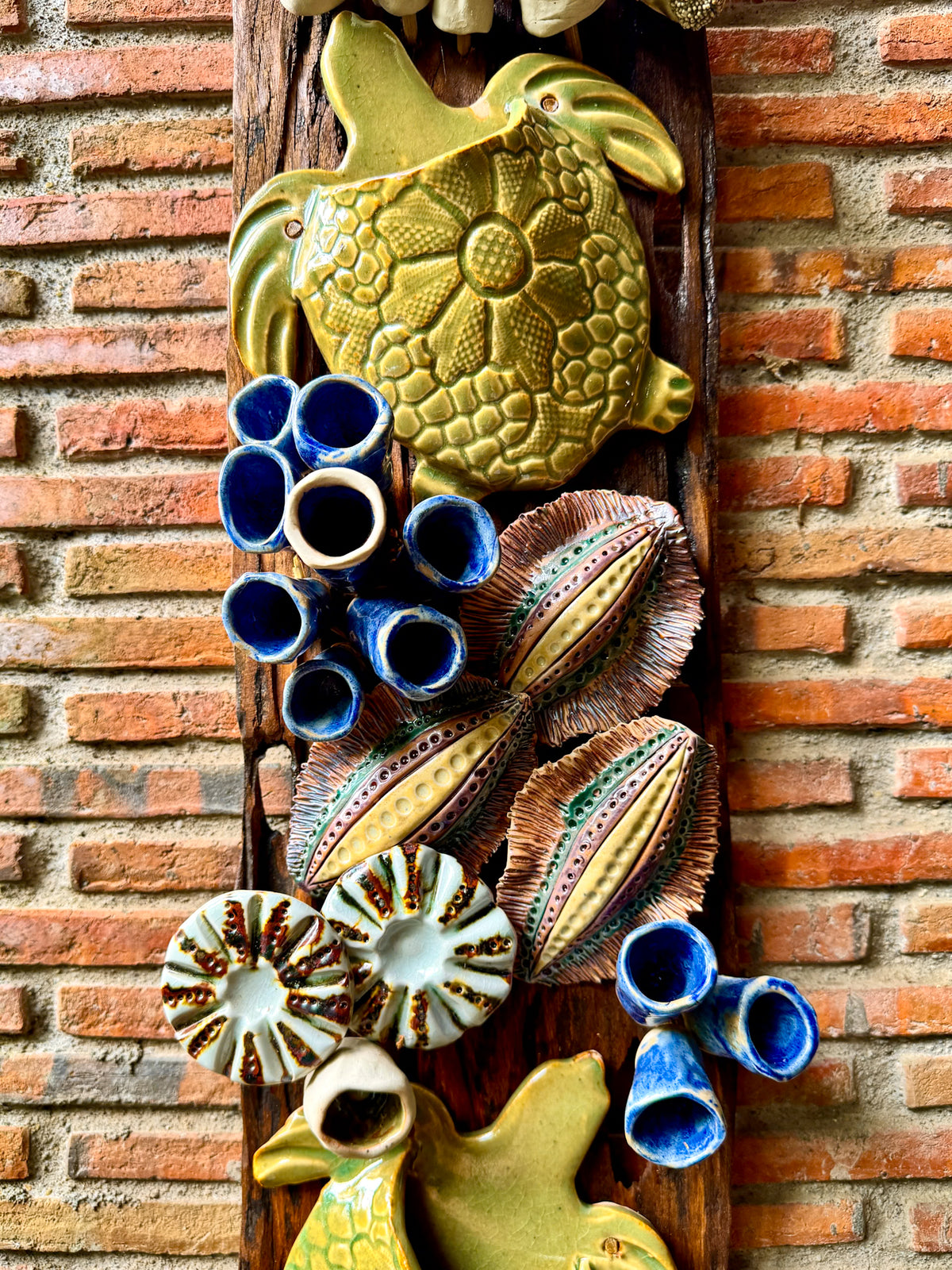 Coral and Pocket Turtle Wall Hang