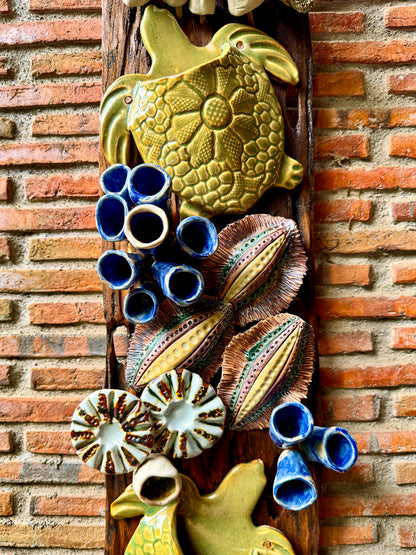 Coral and Pocket Turtle Wall Hang