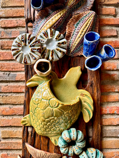 Coral and Pocket Turtle Wall Hang