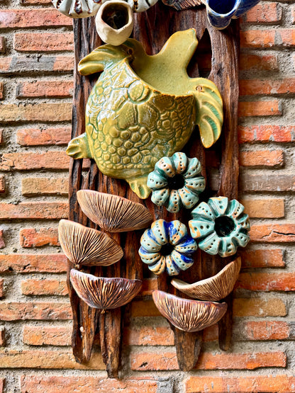 Coral and Pocket Turtle Wall Hang